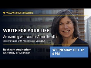 Wallace House Presents an Evening with Anna Quindlen in conversation with Anne Curzan