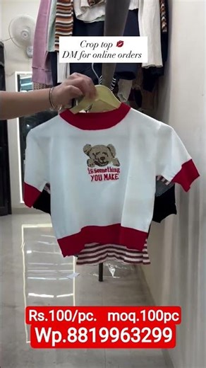 Korean crop top rs100 moq.100pc wp 8819963299 #kerela #exportsurplus #fashion