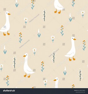 Goose Vector Seamless Pattern Cute Cartoon Stock Vector (Royalty Free) 2456176833 | Shutterstock