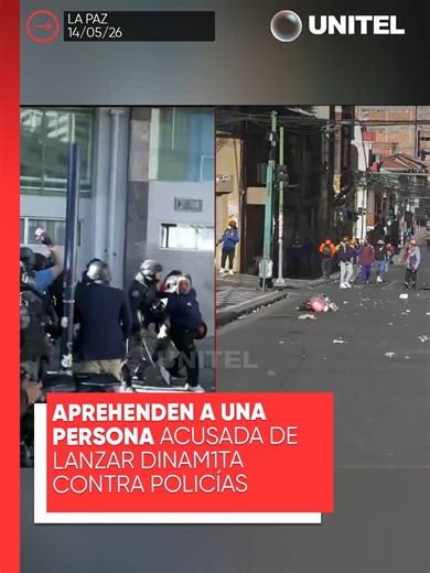 En medio de los enfrentamientos entre policías y mineros cooperativistas, los efectivos del orden capturaron a un hombre acusado de lanzar un cachorro de d1namita contra los uniformados que dispersaban a los movilizados. 📲 Más información en Unitel.bo #Unitel #Seguridad #LaPaz #Policía #PlazaMurillo