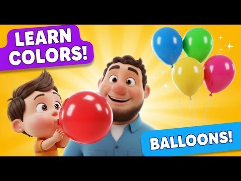 LEARN COLORS WITH BALOON, PAPA AND SON | COLOR SONG FOR KIDS | TODDLER LEARNING VIDEO |NURSERY RHYME