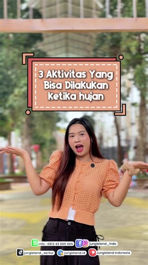 Hujan turun? Bukan masalah! 🌧️🔥 Di JungleLand, keseruan nggak pernah berhenti. Meski cuaca berubah, masih banyak wahana dan aktivitas seru yang bisa dinikmati. Jadi jangan ragu teruskan keseruannya! Agendakan liburan kamu sekarang! Jungleland seruuu