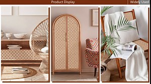 14" Width Rattan Pressed T Shape Cane Webbing Sheet for Caning Projects, 3.3 Feet Natural Rattan Material Roll Net Woven Open Mesh Cane, Suitable for Caning Material DIY Supplies