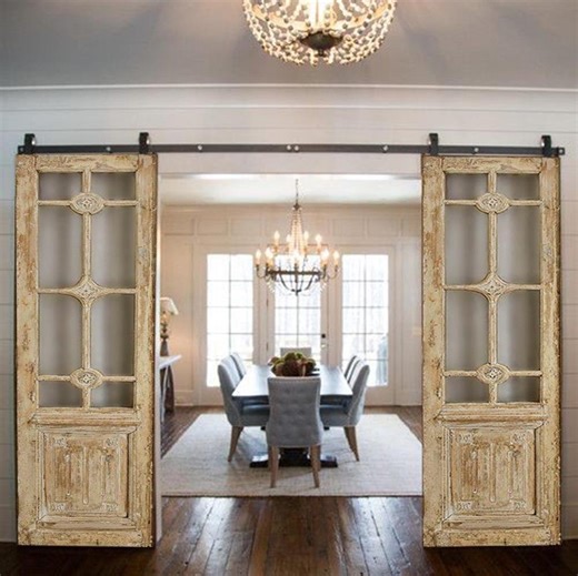Custom Rustic French Sliding Door: Half Lite Panel - Etsy