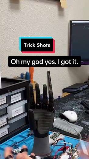 Trick Shots With Bionic Hands 🦾 #bionics #techtok #engineering #technology #fyp #tech #stem