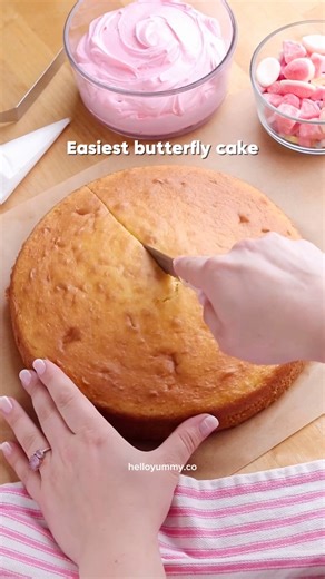 2.8M views · 12K reactions | Easiest Butterfly Cake 曆 recipe  | Hello, Yummy | Facebook