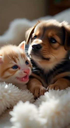 🐾 Cute Puppy & Kitten Snuggle Session! 🐱