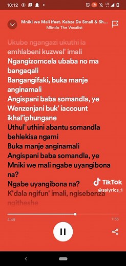 Mniki we Mali lyrics 🎵 ( Mlindo The Vocalist) #amapiano #kabzadesmall #mlindothevocalist #mnikiwemali #mnikiwemali💴🔥 #fyp #salyrics #satiktok #1