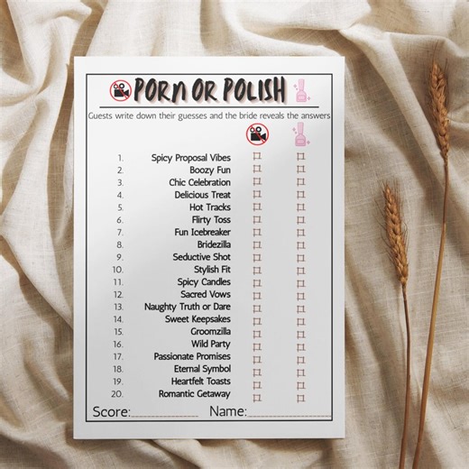 Porn or Polish Wedding Games, Bachelorette Party Games (5x7 Pdf) - Etsy