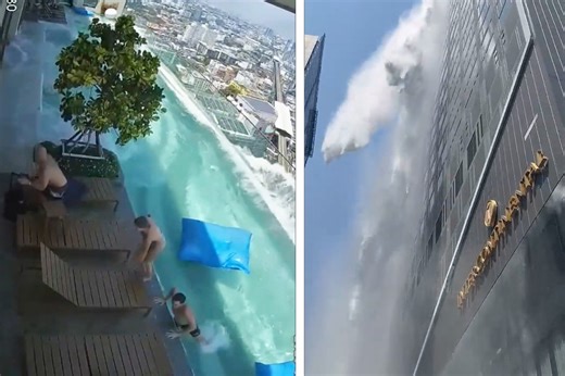 Earthquake sends giant waves cascading from skyscraper pools