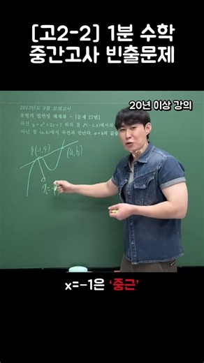 고2 2학기 중간고사 접선과 곡선의 교점ㅣ연립하면 늦습니다, 이 문제 무조건 나옵니다 #shorts
