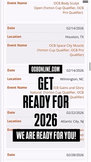 OCB Natural Bodybuilding New Mexico | WILL YOU BE READY? . 01/17/2026Tallahassee, FL OCB Winter Classic Pro/Am @ocb_slyzonefitness_shows 02/07/2026Williamsburg, VA OCB... | Instagram