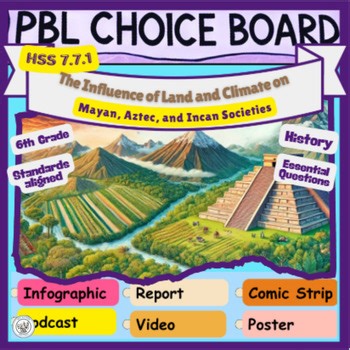 Geography Shapes Civilizations: Maya, Aztec, & Inca PBL Choice Board (HSS 7.7.1)