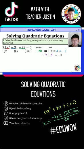Solving Quadratic Equations by Factoring Example 5