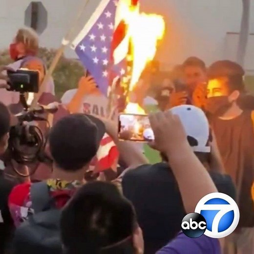 2.1M views · 9.2K reactions | Activists burn the American flag in Downtown L.A. as Black Lives Matter protests of the death of George Floyd continue into the night. The anger reaching across America and into L.A. as protesters here block the 101 Freeway and attack two CHP cruisers. Eyewitness News reporter Veronica Miracle is live amidst the protests. Tonight at 11 from ABC7. https://abc7.com/6215968/ | ABC7 | Facebook