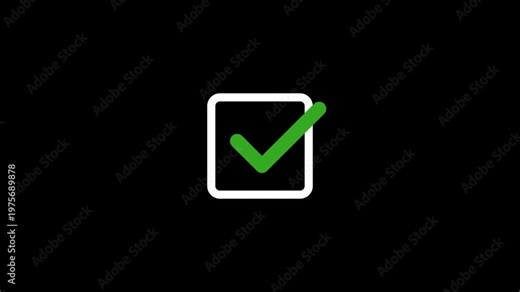 Checkbox check mark animation with green tick selection effect alpha channel isolated transparent background minimal UI element for app web interface confirmation approval and form interaction design