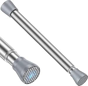 Tension Rod 16 to 26 Inch Sliver Tension Curtain Rod for Window Cupboard Closet Bookshelf Diy Projects Wardrobe，Tension Rod 1pack Extendable Curtain Rods No Drill Spring Tension Curtain Rod