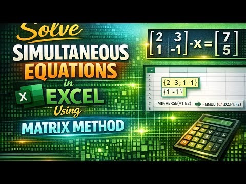 Simultaneous equations in excel by matrix method 