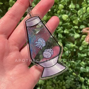 Moon Jellyfish Lava Lamp Liquid Keychain - Etsy