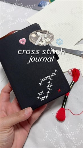 🧵cross stitch journal 🪡📓#crossstitch #journalwithme #handmadegifts #crossstitching #journaling