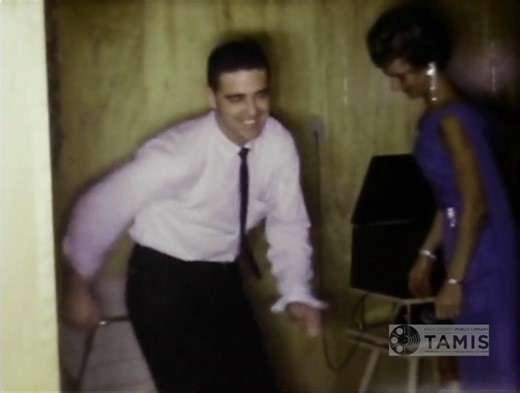 On this New Year's Eve, the Tennessee Archive of Moving Image and Sound shares with us this 8mm home movie reel shot at a 1961 NYE party in a basement rumpus room in Knoxville. These couples seem to behaving a good time as they dance the Twist, and even the family cat wants to cut in on a slow dance. As most home movies are silent, we can't be sure what records these folks are actually listening to, but we added music by East Tennessee's own Luke Brandon, the 1959 7-inch single "Tuff-E-Nuff"! | 