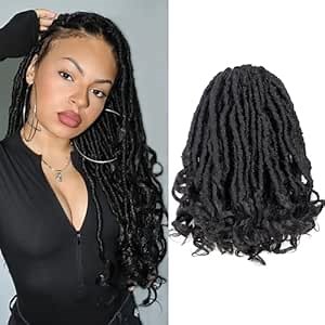 Toyotress French Curl Locs Crochet Hair - 12 Inch 8 Packs Natural Black Crochet Faux Locs With Curly Ends, Short Pre-Looped Soft Locs Braiding Hair Extensions (12 Inch, 1B-8P)
