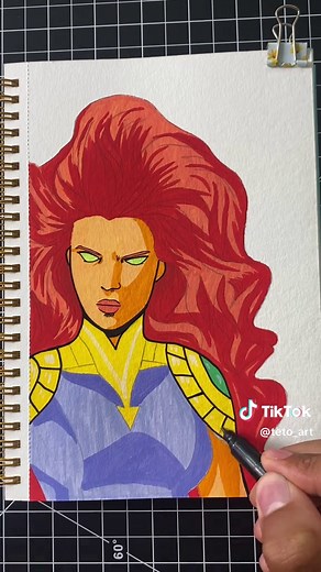 Dibujo de Starfire y Robin en Teen Titans