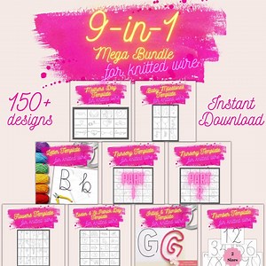 9-in-1 Template Bundle for Knitted Wire Art, Alphabet, Number, Block Font, Easter, Nursery, Flowers, Mother, Baby Milestones - Etsy