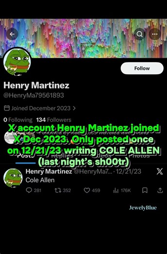 🐸HENRY MARTINEZ account:YES the acnt joined Dec 2023.YES only 1 post that says: COLE ALLENYES the rainbow image was created 2022.YES Trump’s 2024 pic is hidden within it.NO this isn’t about TIME TRAVEL🤦🏼‍♀️ It’s called editing/layeringHOWEVER, this acnt imo is still VERY IMPORTANT as are the other ones we’ve found like it before. How else do you think [they] ACTIVATE MKULTRA victims?I give you the MATRIX👇🏼