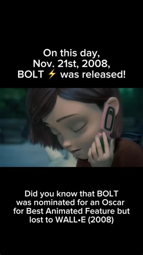 85 reactions · 12 shares | On this day, Nov. 21st, 2008, BOLT ⚡️ was released! Did you know that BOLT was nominated for an Oscar for Best Animated Feature but lost to WALL•E (2008)? Do you like this Disney movie? #disney #instadisney #disneyreels #disneyinsta #disneyworld #disneyland #disneygram #disneyig #disneymovie #movie #didyouknow #oscar #bolt #disneyfan #trivia #disneylife | Disney Mouse House | Facebook