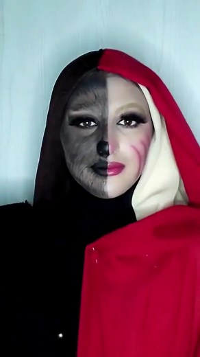 14/31 Leila and the wolf 🐺🧺#sister #wolfmakeup #halloweenmakeup
