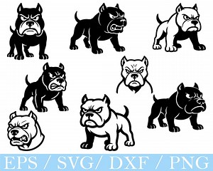 Cartoonish Pitbull Dog Svg, Pitbull Dog Silhouette, Dog Cut File, Dxf, Png - Etsy Australia