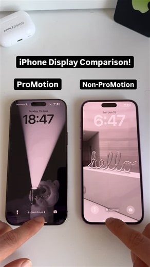 Niels | Apple & iPhone Expert on Instagram: "A ProMotion Display refreshes at 120Hz and a non-ProMotion Display refreshes at 60Hz! Do you notice the difference? _______ #iphone16 #iphone17 #promotiondisplay #display #refinedsign"