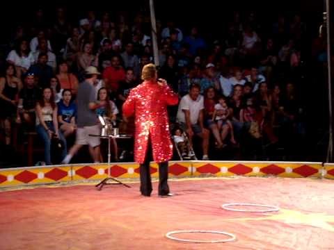 WALKER CIRCUS NYS FAIR 2012 - RINGMASTER INTRODUCES CIRCUS AND BREATHES FIRE