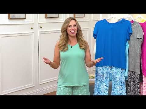 MUK LUKS Cloud Knit Short, Capri, Tee, & Tank PJ Set on QVC