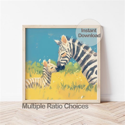 Digital Zebra Art Print, Printable Animal Nursery Art, Safari Wildlife Illustration - Etsy Australia