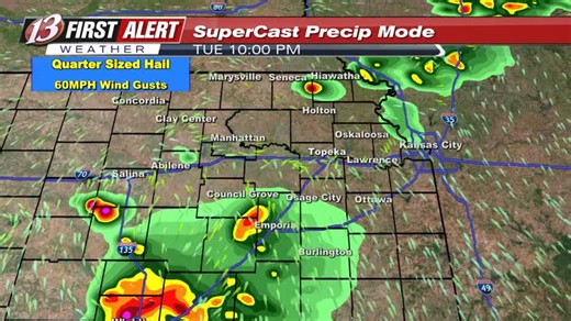 10K views · 59 reactions | A Few Severe Storms are possible through 1AM. Video update as of 8:20PM | WIBW 13 Weather | Facebook