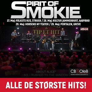 Tag med på en uforglemmelig musikalsk rejse, når Spirit of Smokie, Torsdag den 28. maj 2026 kl. 20 optræder hos Jammerbugt Kultur-Erhvervscenter i Aabybro og bringer de ikoniske Smokie-hits tilbage på scenen! Med Dean Barton, søn af den afdøde Smokie forsanger Alan Barton, i front genopliver de klassikere som “Living Next Door to Alice” og “If You Think You Know How to Love Me” i en fantastisk koncertoplevelse. Få en aften fyldt med nostalgi, passion og Smokies tidløse lyd. Gå ikke glip af chanc