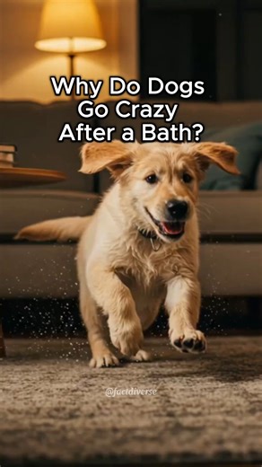 Fact Diverse on Instagram: "Why do dogs go CRAZY after a bath? 🛁🐶 It’s not chaos — it’s happiness! They shake off weird sensations, try to get their scent back, release energy, and show pure joy. 💛 Does your dog zoom around after a bath too? 😆👇 Tell me in the comments! #DogFacts #PostBathZoomies #DogBehavior #HappyDog #DogLife #PetTips #CuteDogs #DogParents #PetLovers #DogCare"