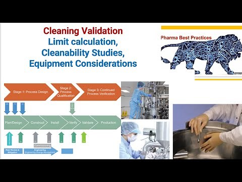 Cleaning Validation Limit calculation, Cleanability Studies, Equipment Considerations