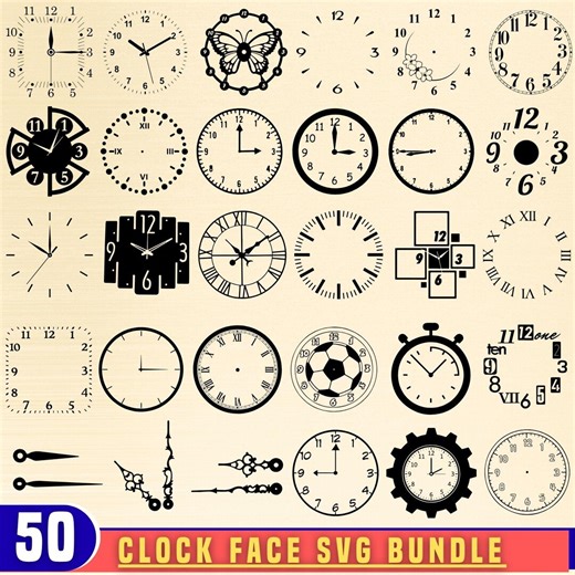 Clock Face SVG Bundle, Clock Numbers, Roman Numeral Clock, Clock Svg, Clock Face Clipart, Clock Face Template, Silhouette Cricut Cut Svg - Etsy