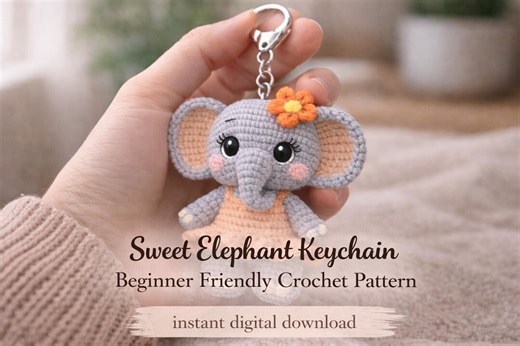 Amigurumi Elephant Keychain Pattern PDF | Mini Crochet Elephant Toy | Cute Animal Keychain | Bag Charm Gift Idea | Beginner Friendly Crochet - Etsy