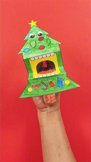 Christmas tree puppet #christmascraft #puppet #shorts