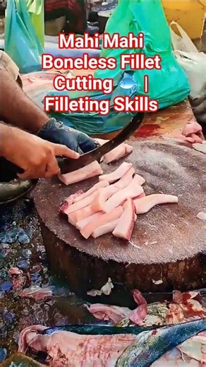 Mahi Mahi Boneless Fillet Cutting 🐟 #MahiMahi #FishFillet #FishCutting #SeafoodShorts #FilletSkills