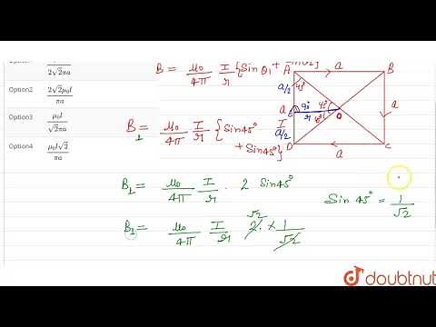 A square loop of edge \\'a\\' carries a current l. The magnetic field at the centre