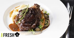 Telecí líčka s bramborovou kaší podle Pohlreicha