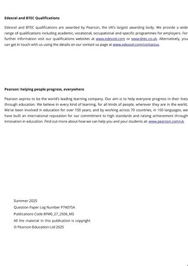 Edexcel As Further Mathematics Paper 27 2025 Ms