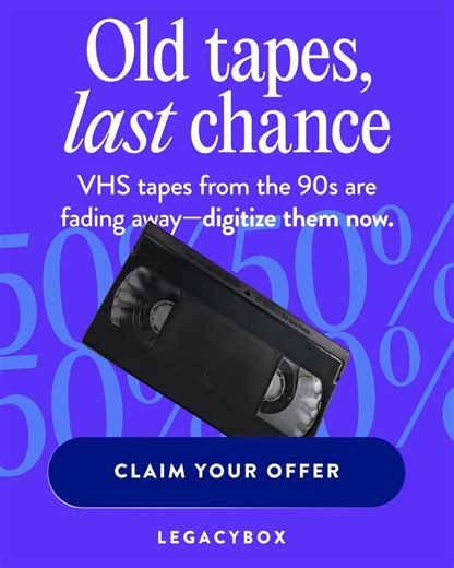 5.1K views · 405 reactions | For a limited time, save 50% on Legacybox. The best way to get old media in the cloud ☁️ From first-day-of-school photos to graduation tapes, Legacybox makes it easy to digitize and safeguard your family history. ✅ Simple, hassle-free process ✅ Priceless peace of mind ✅ Memories that last a lifetime Order today and save during our 50% off sale! | Legacybox | Facebook