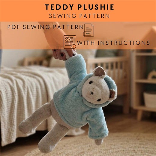 Easy Teddy Bear Sewing Pattern PDF With Dino Hoodie, Plush Toy Tutorial (instant Download) - Etsy UK