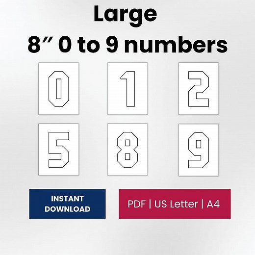 Large 8-inch Printable Number Templates 0–9 – Digital PDF for Classrooms, Teaching, and Crafts - Etsy